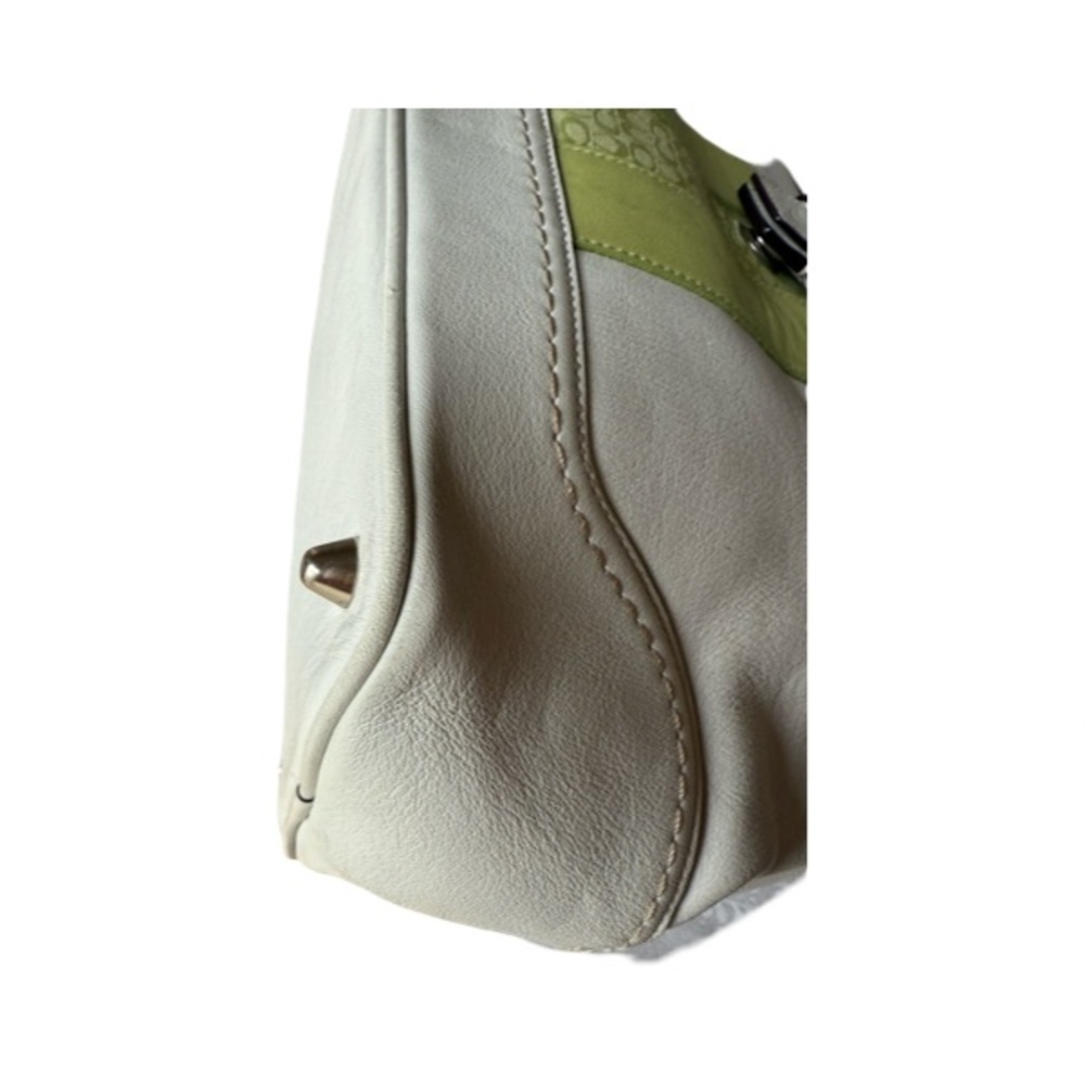 Coach Hampton White Leather Stripe Buckle Double Handle Satchel Bag - Picture 6 of 12